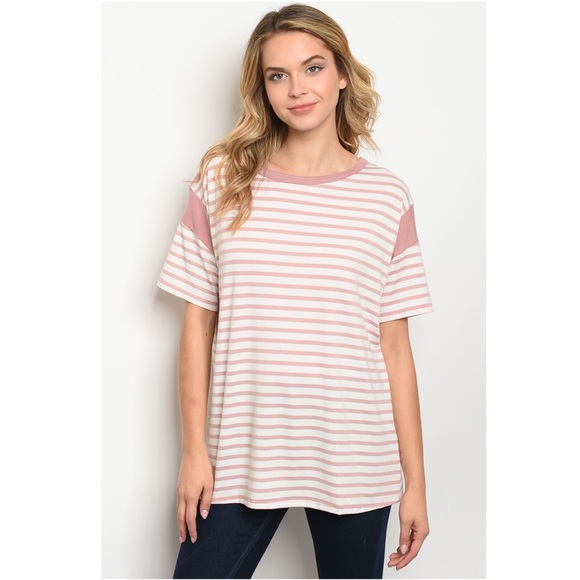 Boutique | Pink Striped Top - Picture 2 of 6